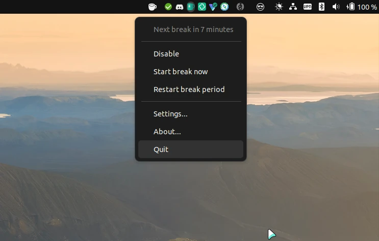 BreakTimer systray Linux