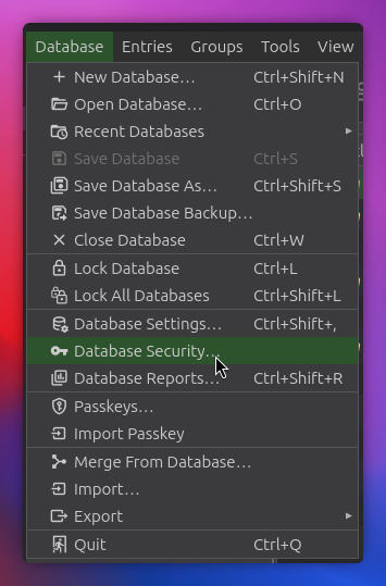 keepassxc security settings